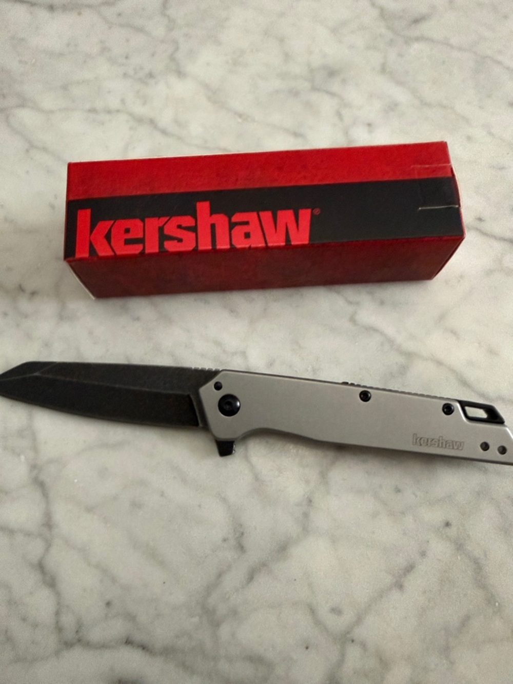 Kershaw Slim Pocket Knife - Silver Handle, Black Blade